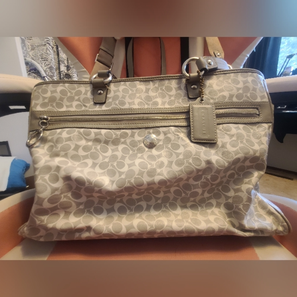 Coach Beige Signature Baby Bag/Tote Bag